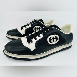 Gucci MAC80 Men's Distressed Black Leather Logo Sneakers UK 12 - US 12.5 - EU 46